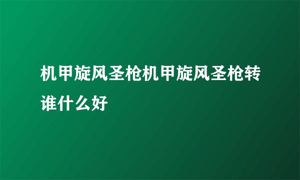 机甲旋风圣枪机甲旋风圣枪转谁什么好