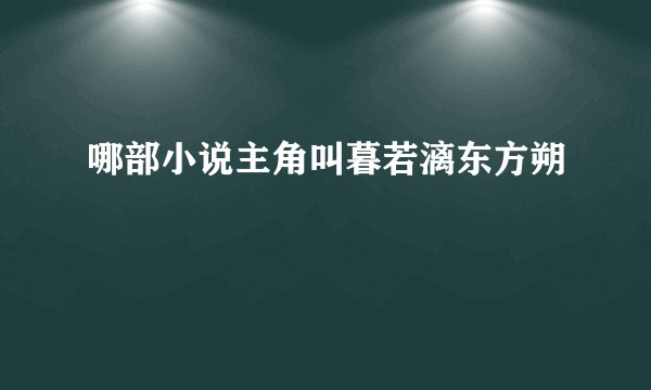 哪部小说主角叫暮若漓东方朔