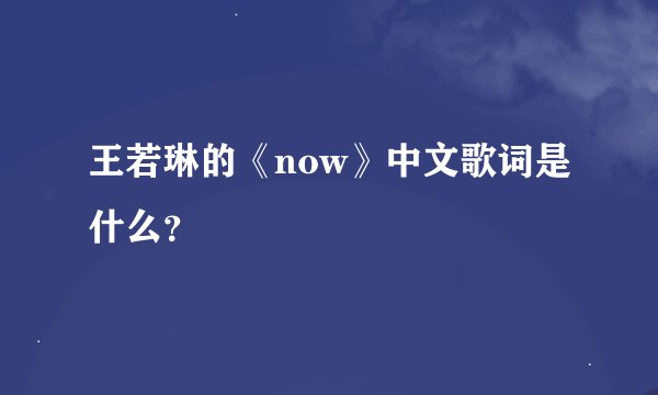 王若琳的《now》中文歌词是什么？
