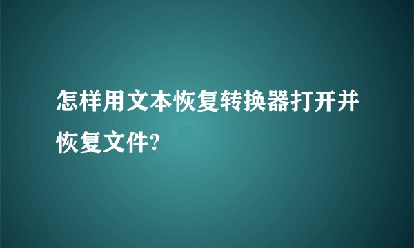 怎样用文本恢复转换器打开并恢复文件?