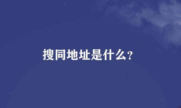 搜同地址是什么？