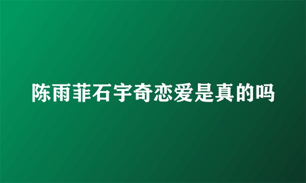 陈雨菲石宇奇恋爱是真的吗