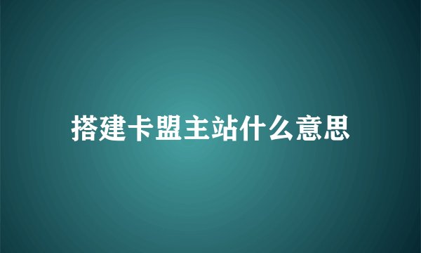 搭建卡盟主站什么意思