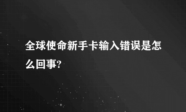 全球使命新手卡输入错误是怎么回事?