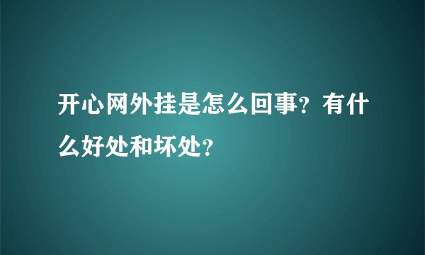 开心网外挂是怎么回事？有什么好处和坏处？