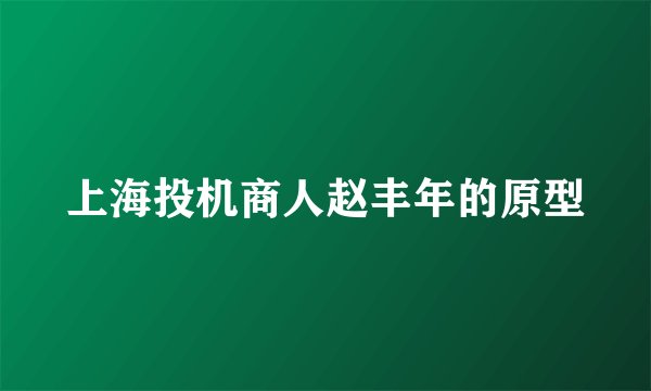 上海投机商人赵丰年的原型