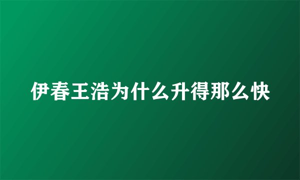 伊春王浩为什么升得那么快
