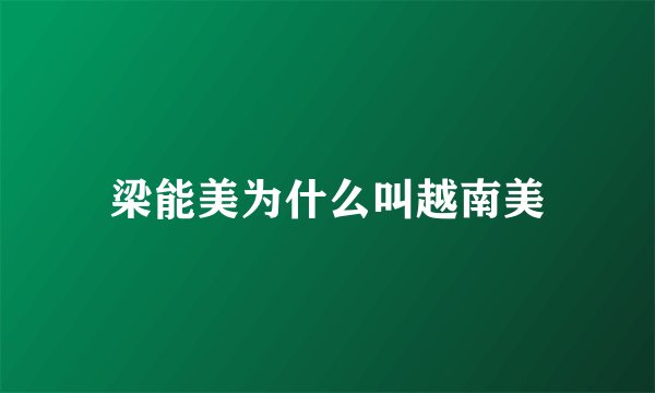 梁能美为什么叫越南美