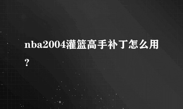 nba2004灌篮高手补丁怎么用?