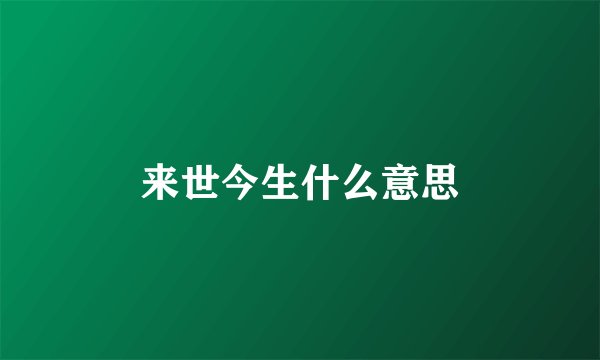来世今生什么意思