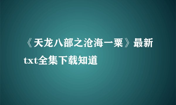 《天龙八部之沧海一粟》最新txt全集下载知道