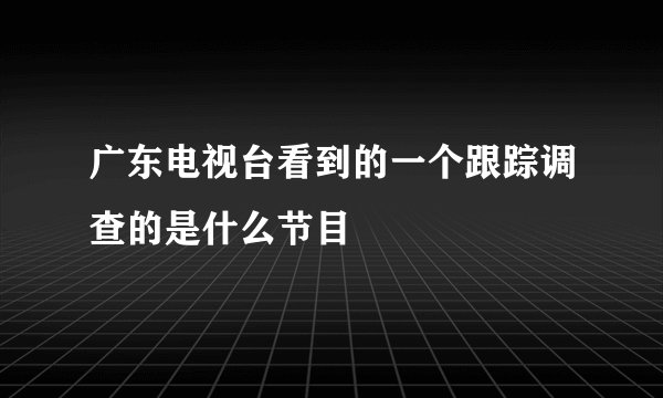 广东电视台看到的一个跟踪调查的是什么节目
