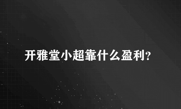 开雅堂小超靠什么盈利？