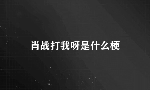 肖战打我呀是什么梗