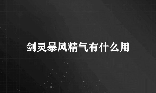 剑灵暴风精气有什么用