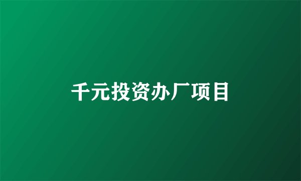 千元投资办厂项目