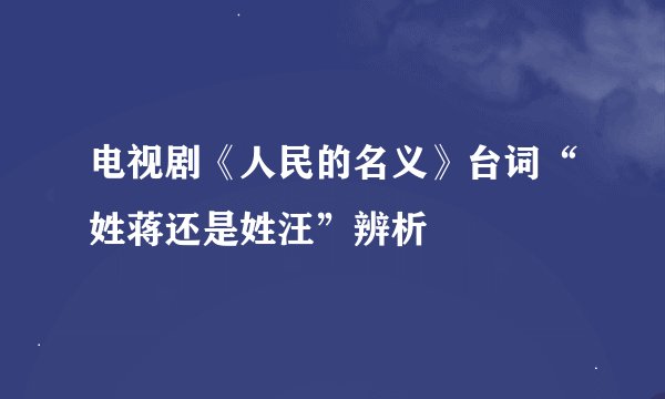 电视剧《人民的名义》台词“姓蒋还是姓汪”辨析