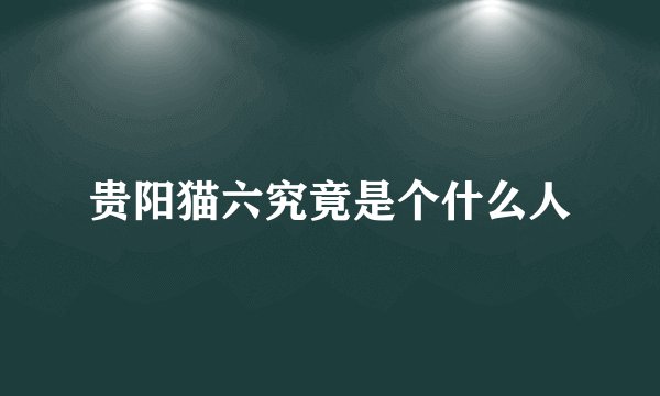 贵阳猫六究竟是个什么人