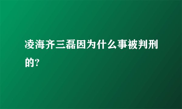 凌海齐三磊因为什么事被判刑的?