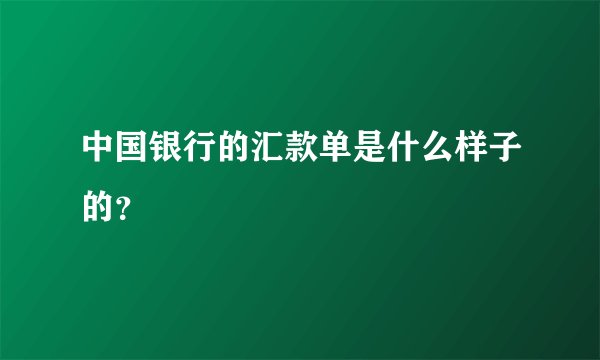 中国银行的汇款单是什么样子的?