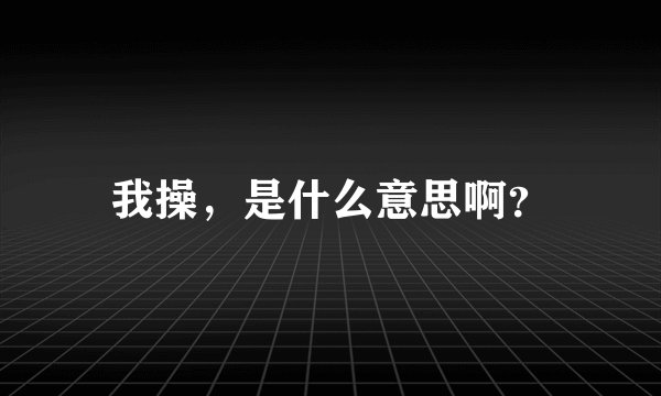 我操，是什么意思啊？
