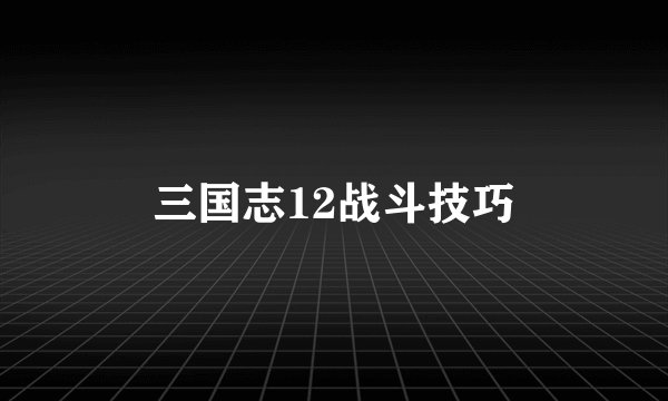 三国志12战斗技巧