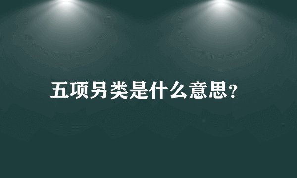 五项另类是什么意思？