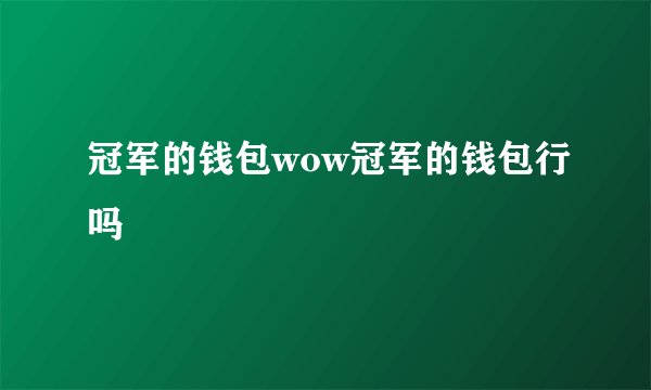 冠军的钱包wow冠军的钱包行吗