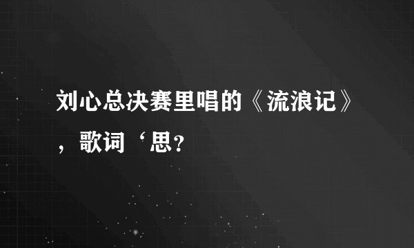 刘心总决赛里唱的《流浪记》，歌词‘思？