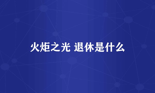 火炬之光 退休是什么