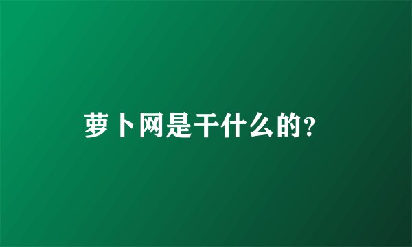 萝卜网是干什么的？