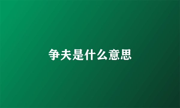 争夫是什么意思