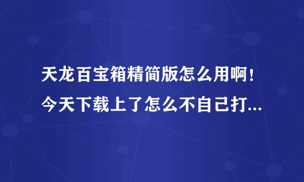 天龙百宝箱精简版怎么用啊！今天下载上了怎么不自己打怪啊。本人是天山