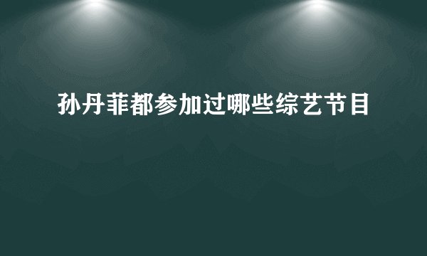 孙丹菲都参加过哪些综艺节目