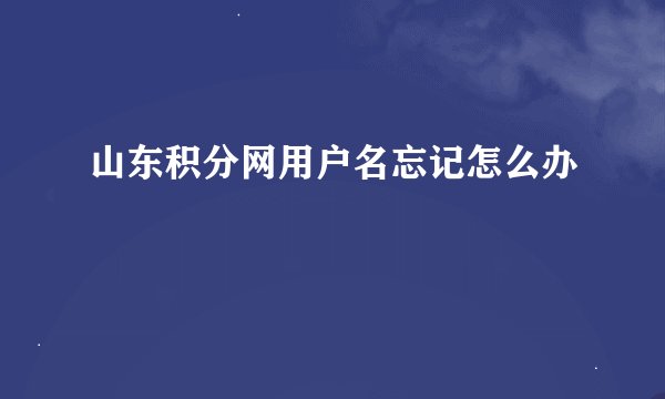 山东积分网用户名忘记怎么办