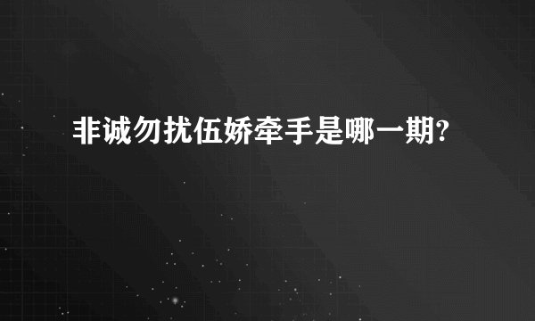 非诚勿扰伍娇牵手是哪一期?