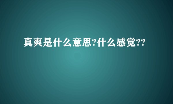 真爽是什么意思?什么感觉??