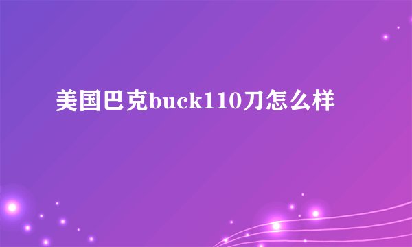 美国巴克buck110刀怎么样