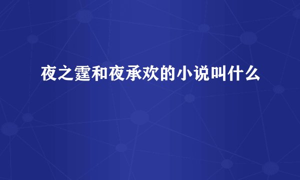 夜之霆和夜承欢的小说叫什么