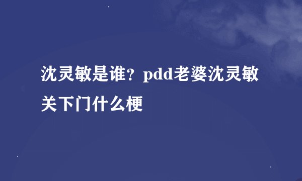 沈灵敏是谁？pdd老婆沈灵敏关下门什么梗