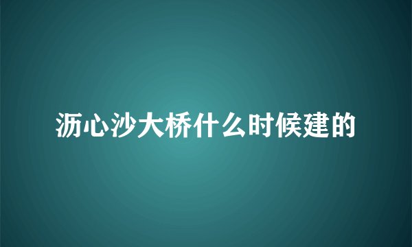 沥心沙大桥什么时候建的