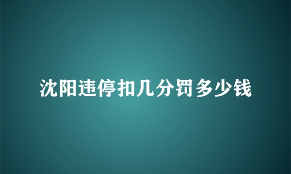沈阳违停扣几分罚多少钱