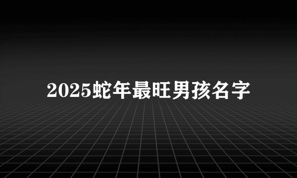 2025蛇年最旺男孩名字