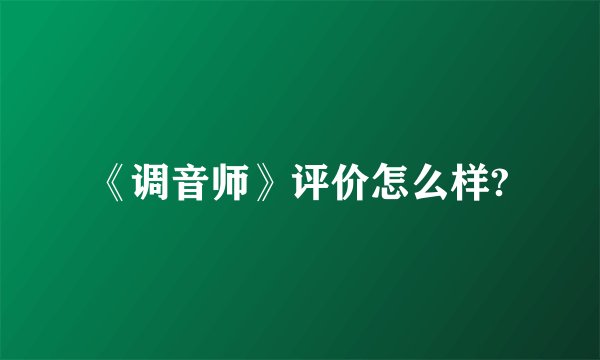 《调音师》评价怎么样?