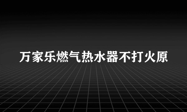 万家乐燃气热水器不打火原