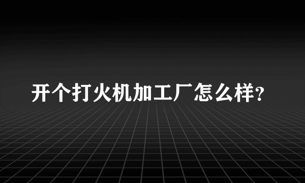 开个打火机加工厂怎么样？