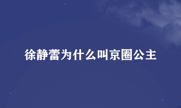 徐静蕾为什么叫京圈公主
