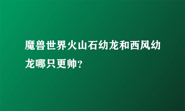 魔兽世界火山石幼龙和西风幼龙哪只更帅？