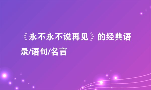 《永不永不说再见》的经典语录/语句/名言