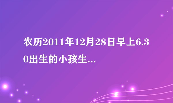 农历2011年12月28日早上6.30出生的小孩生辰八字是什么